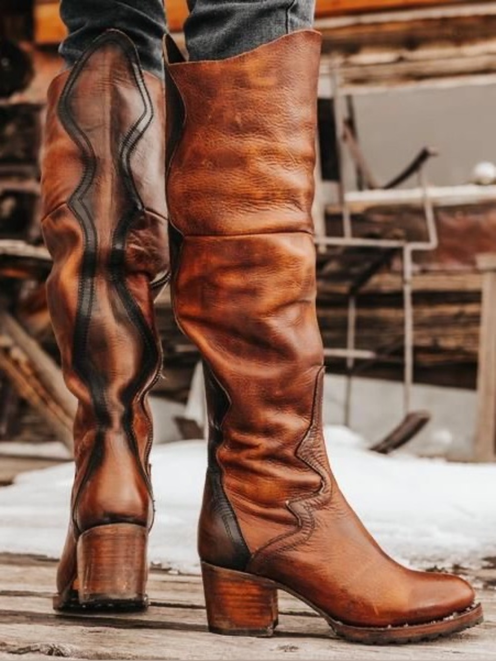 Freebird by Steven Calgary Over the Knee Leather Boots